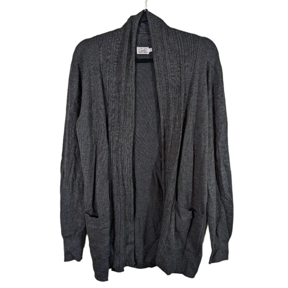 Cielo Gray Open Front Cardigan Sweater Size L